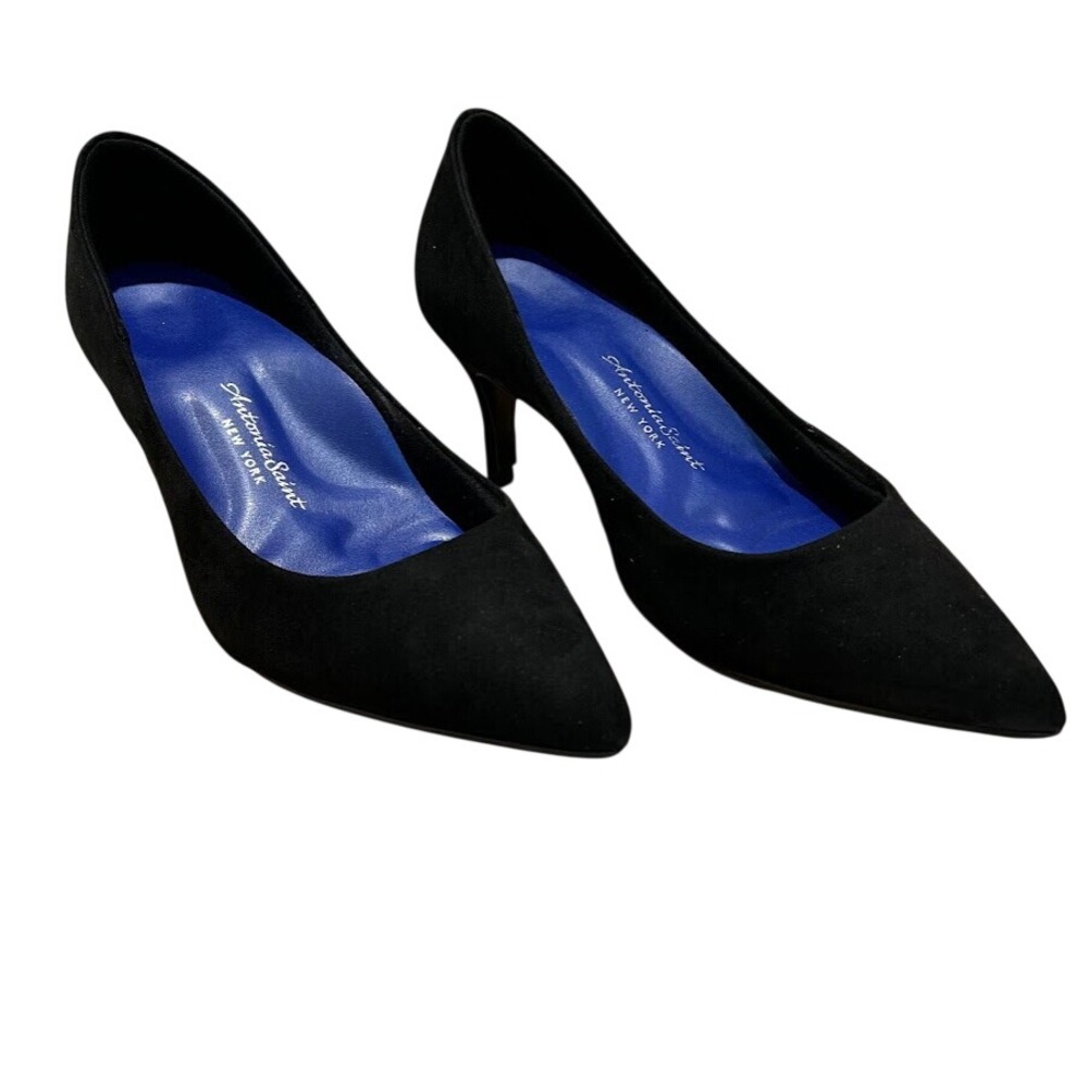Antonia Saint NY Vicki Heels 40MM Black Ultra Suede Pointed Toe Pumps Mens 9.5 - Picture 4 of 6